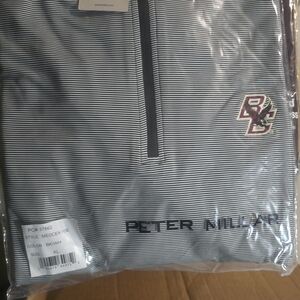 Peter Millar Boston College  Gray and Black Striped Pullover